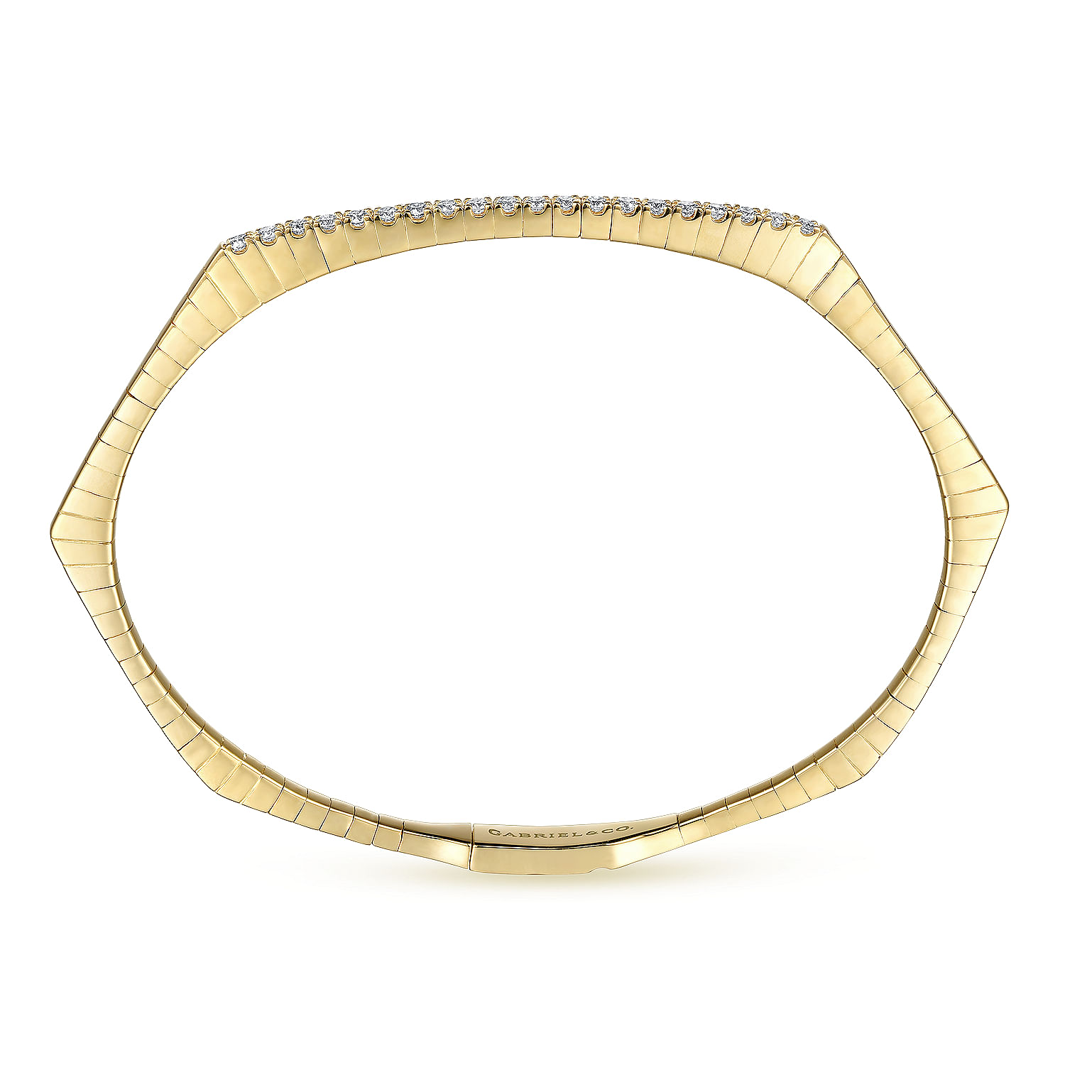 14K Yellow Gold Diamond Hexagon shape Bangle @ $2925. Shop