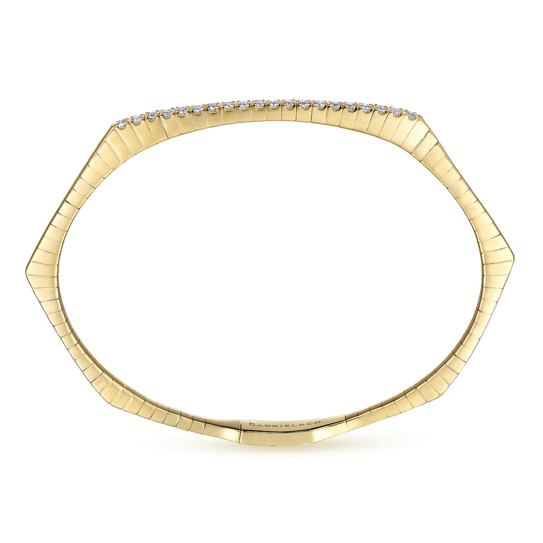 14K Yellow Gold Diamond Hexagon shape Bangle - 0.44 ct - Shot 3