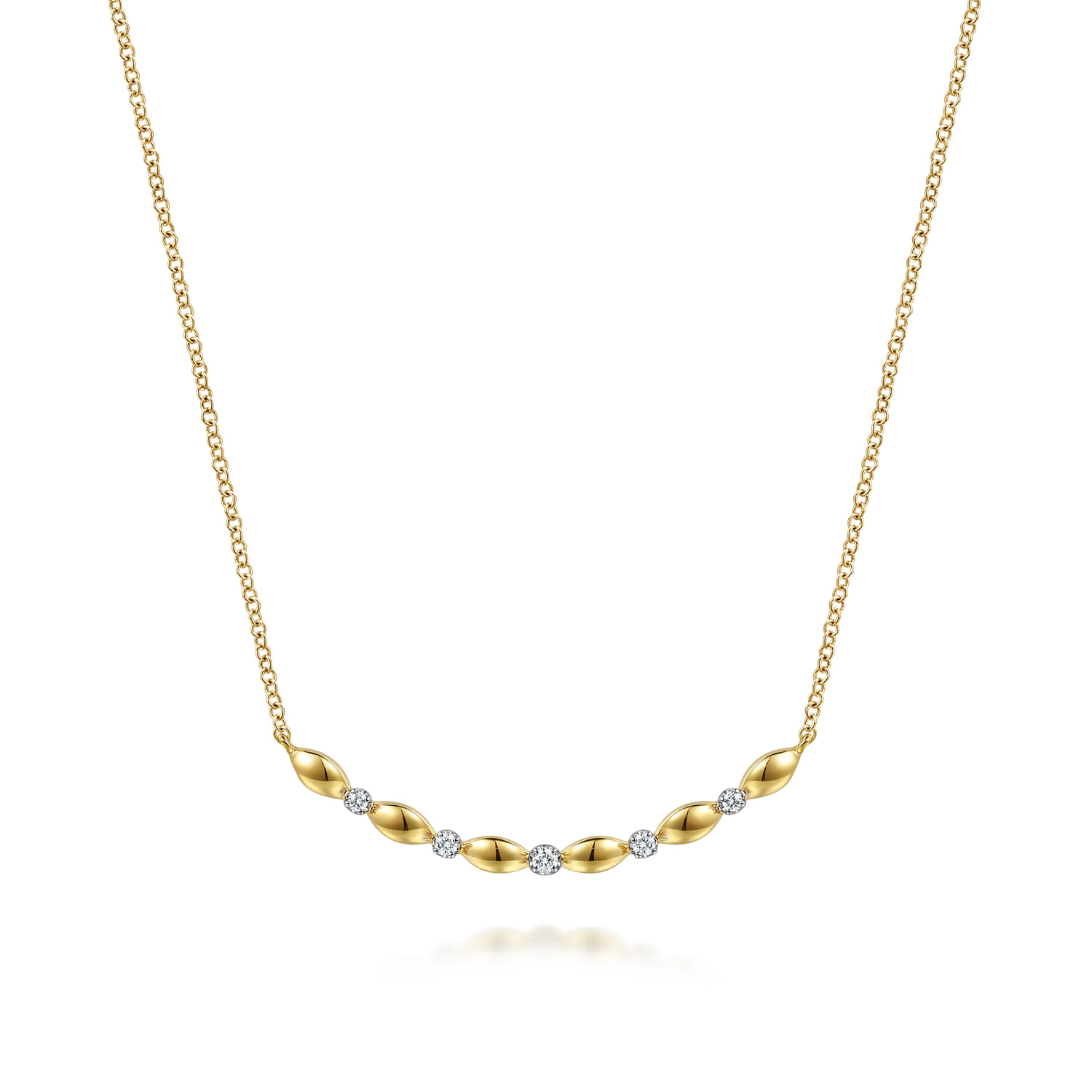 14K Yellow Gold Diamond Horizontal Bar Necklace - 0.07 ct - Shot 1