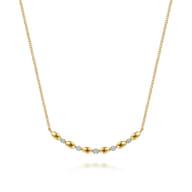 14K Yellow Gold Diamond Horizontal Bar Necklace
