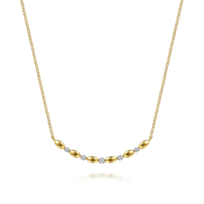 14K Yellow Gold Diamond Horizontal Bar Necklace