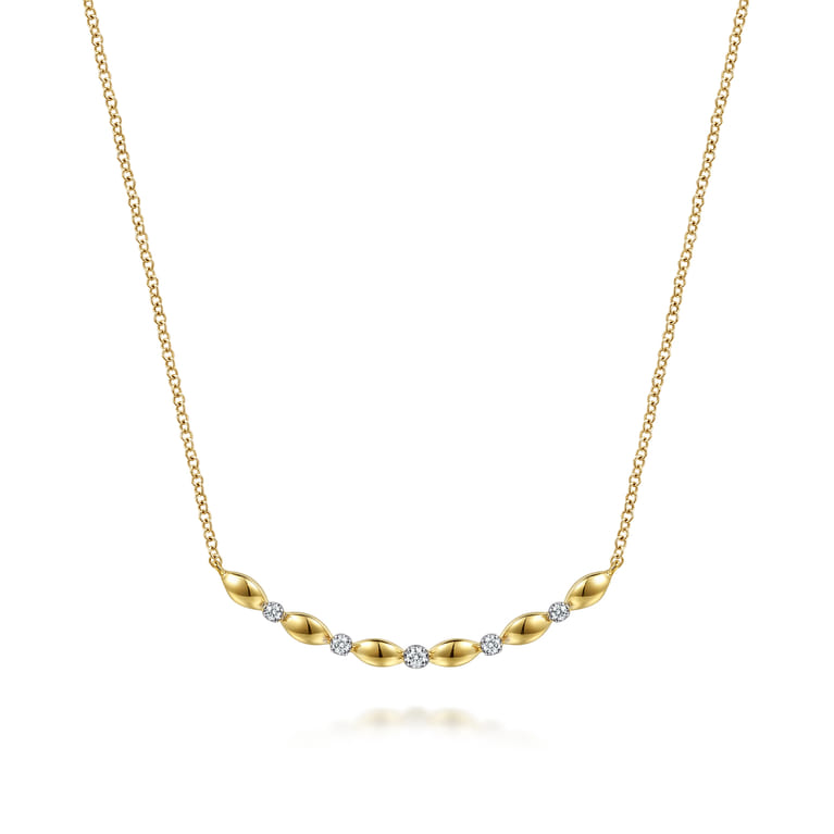 14K Yellow Gold Diamond Horizontal Bar Necklace - 0.07 ct - Shot 1