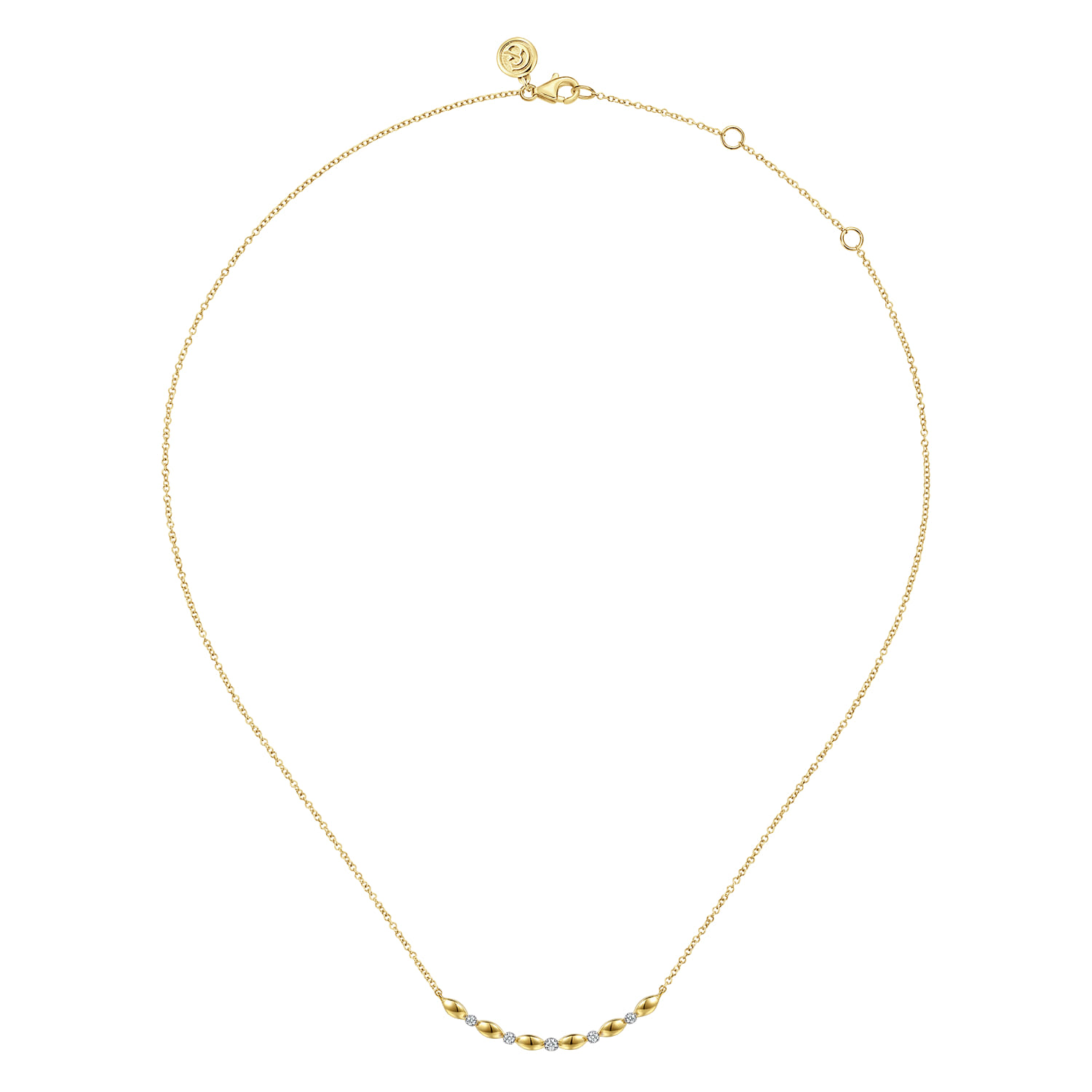 14K Yellow Gold Diamond Horizontal Bar Necklace - 0.07 ct - Shot 2