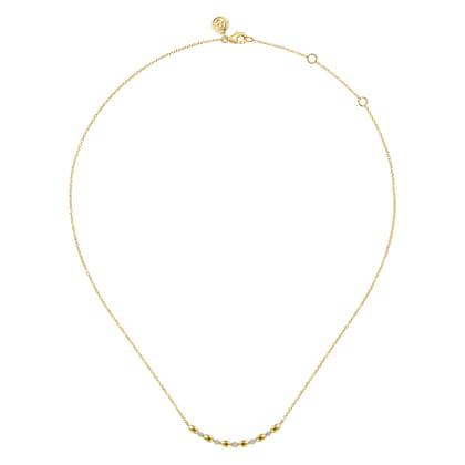 14K Yellow Gold Diamond Horizontal Bar Necklace