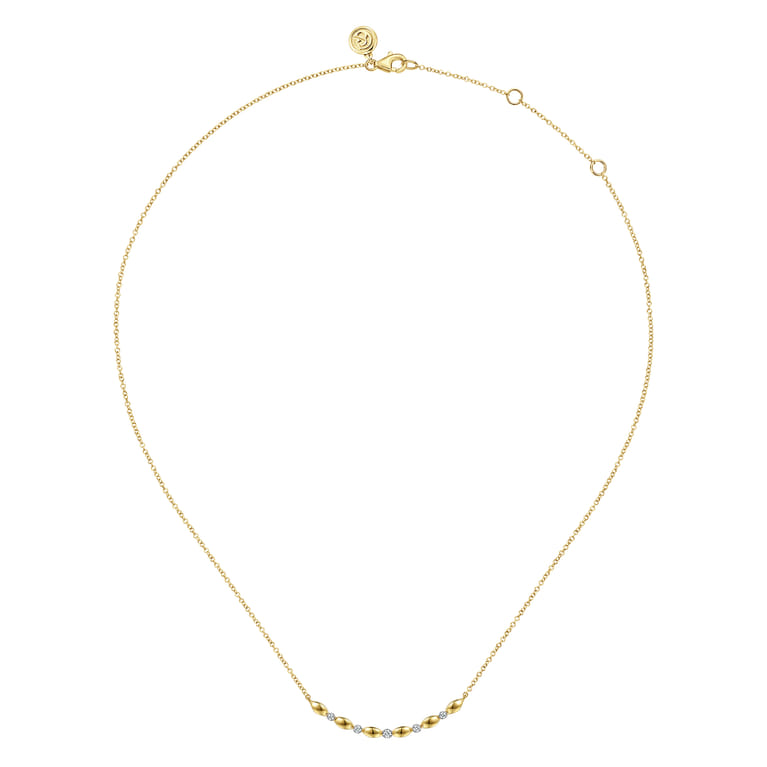 14K Yellow Gold Diamond Horizontal Bar Necklace - 0.07 ct - Shot 2