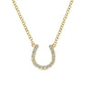 14K Yellow Gold Diamond Horseshoe Pendant Necklace - 0.08 ct