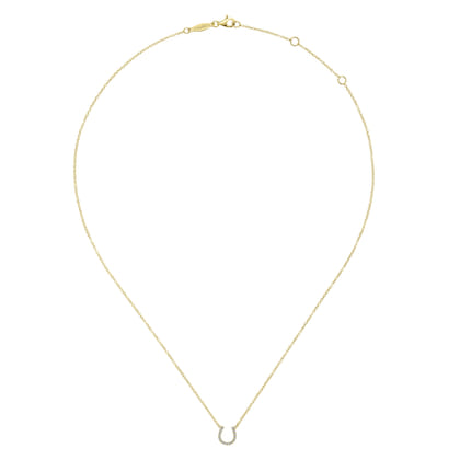14K Yellow Gold Diamond Horseshoe Pendant Necklace