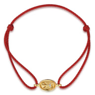 14K Yellow Gold Diamond Hourglass Red Cord Bracelet