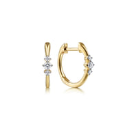 14K Yellow Gold Diamond Huggie Earrings 0.1ct