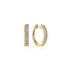14K Yellow Gold Diamond Huggie Earrings 10mm -Bujukan
