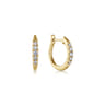 14K Yellow Gold Diamond Huggie Earrings 15mm - 0.22 ct