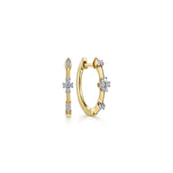 14K Yellow Gold Diamond Huggie Earrings 15mm