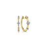 14K Yellow Gold Diamond Huggie Earrings 15mm - 0.08 ct