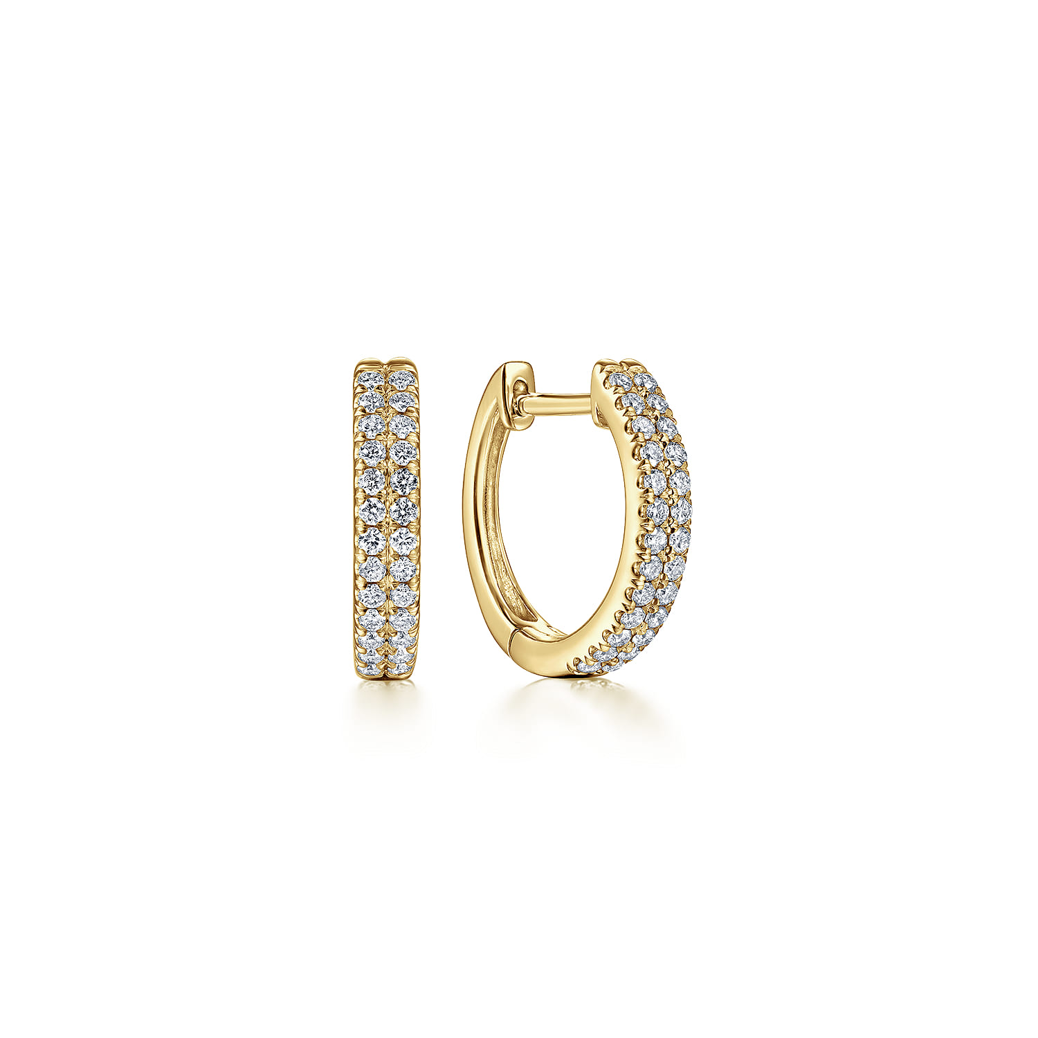 14K Yellow Gold Diamond Huggie Earrings - 0.25 ct - Shot 1