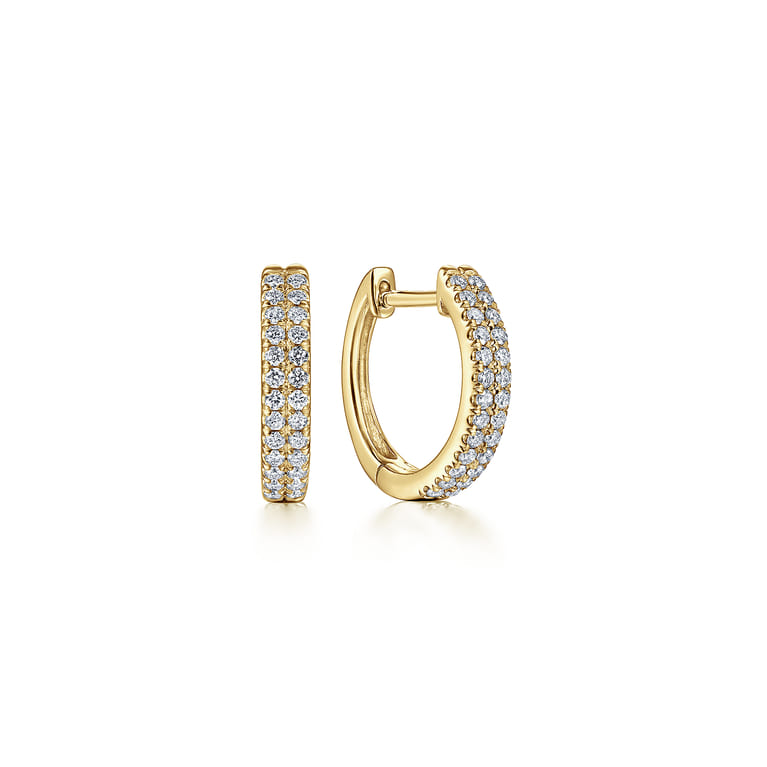 14K Yellow Gold Diamond Huggie Earrings - 0.25 ct - Shot 1