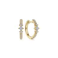 14K Yellow Gold Diamond Huggie Earrings
