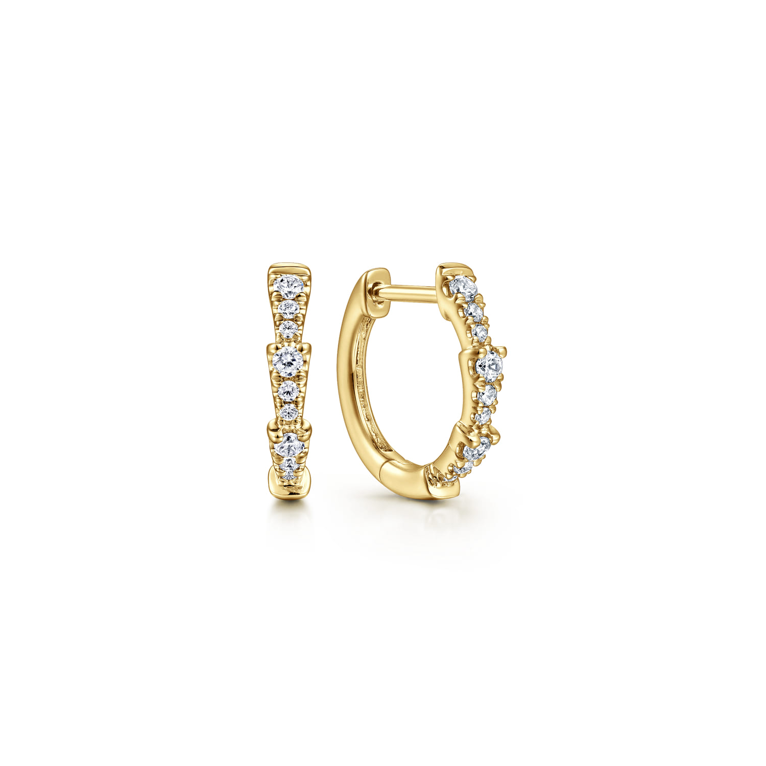 14K Yellow Gold Diamond Huggie Earrings - 0.2 ct - Shot 1