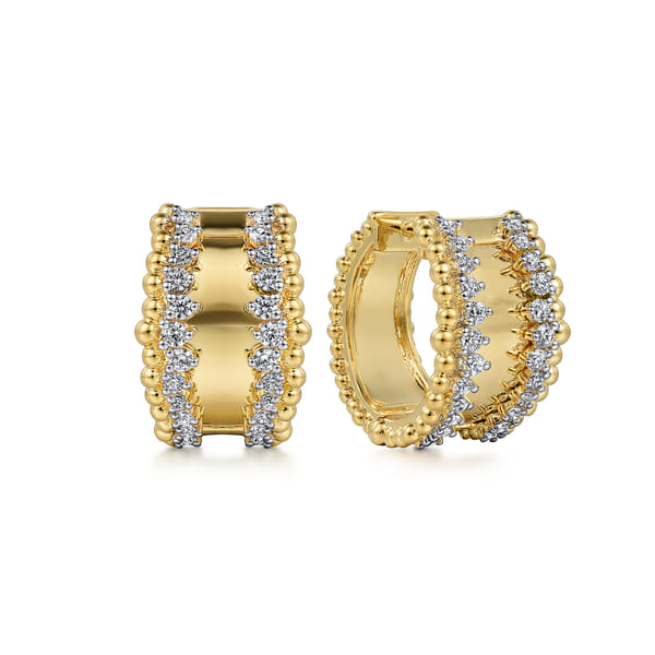 Yellow Gold Diamond Huggie Earrings