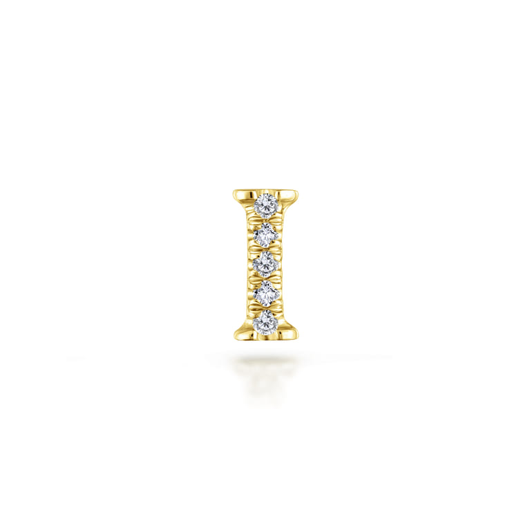 14K Yellow Gold Diamond I Initial Locket Charm - 0.02 ct - Shot 1