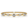 14K Yellow Gold Diamond Illusion Marquise Cuff Bangle Bracelet - 0.5 ct