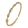 14K Yellow Gold Diamond Illusion Marquise Cuff Bangle Bracelet - 0.5 ct