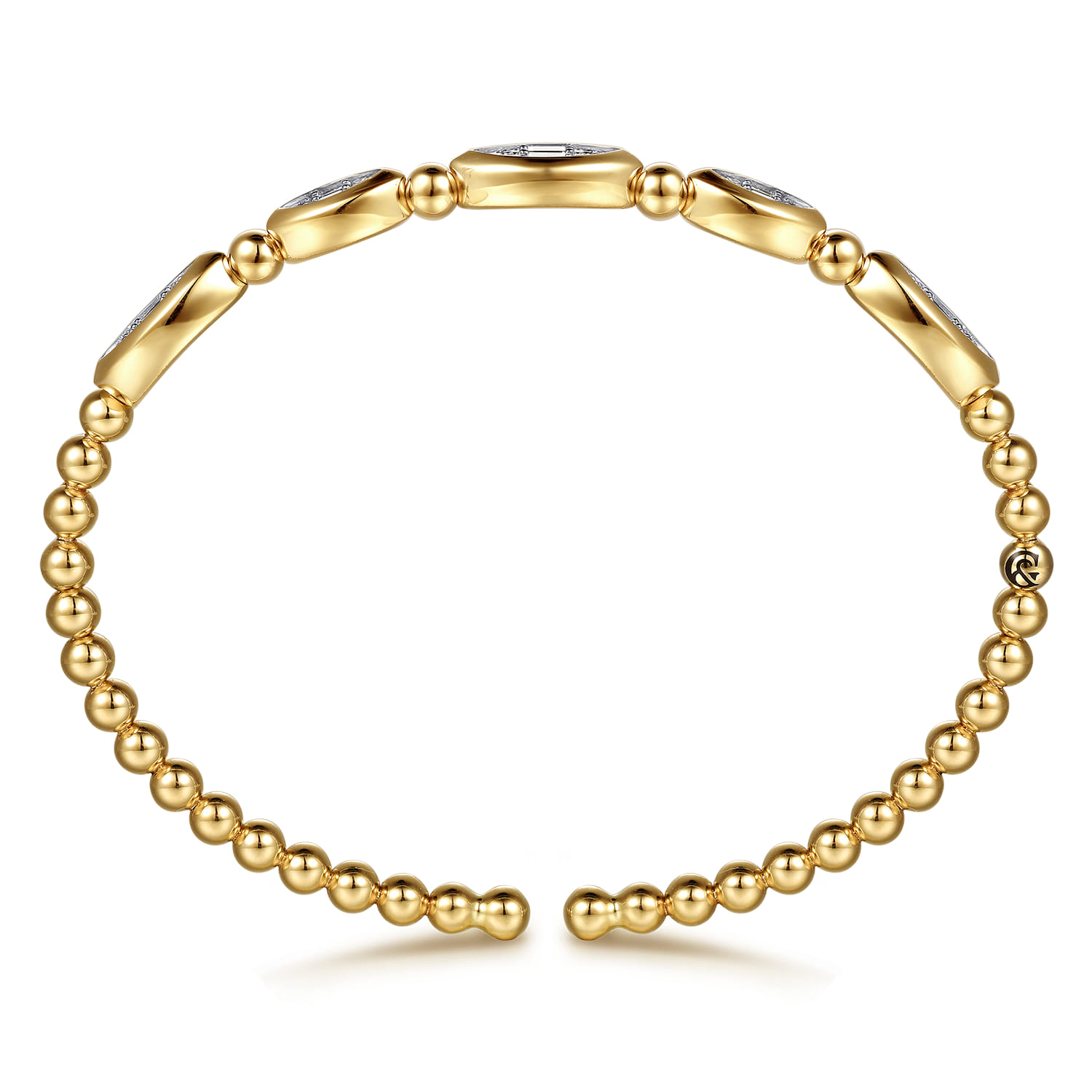 14K Yellow Gold Diamond Illusion Marquise Cuff Bangle Bracelet - 0.5 ct - Shot 3