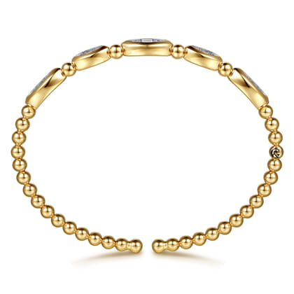 14K Yellow Gold Diamond Illusion Marquise Cuff Bangle Bracelet