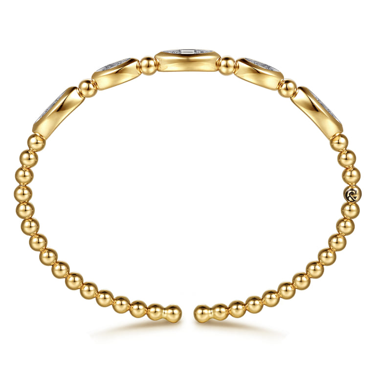 14K Yellow Gold Diamond Illusion Marquise Cuff Bangle Bracelet - 0.5 ct - Shot 3