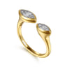 14K Yellow Gold Diamond Illusion Marquise Open Ring - 0.19 ct