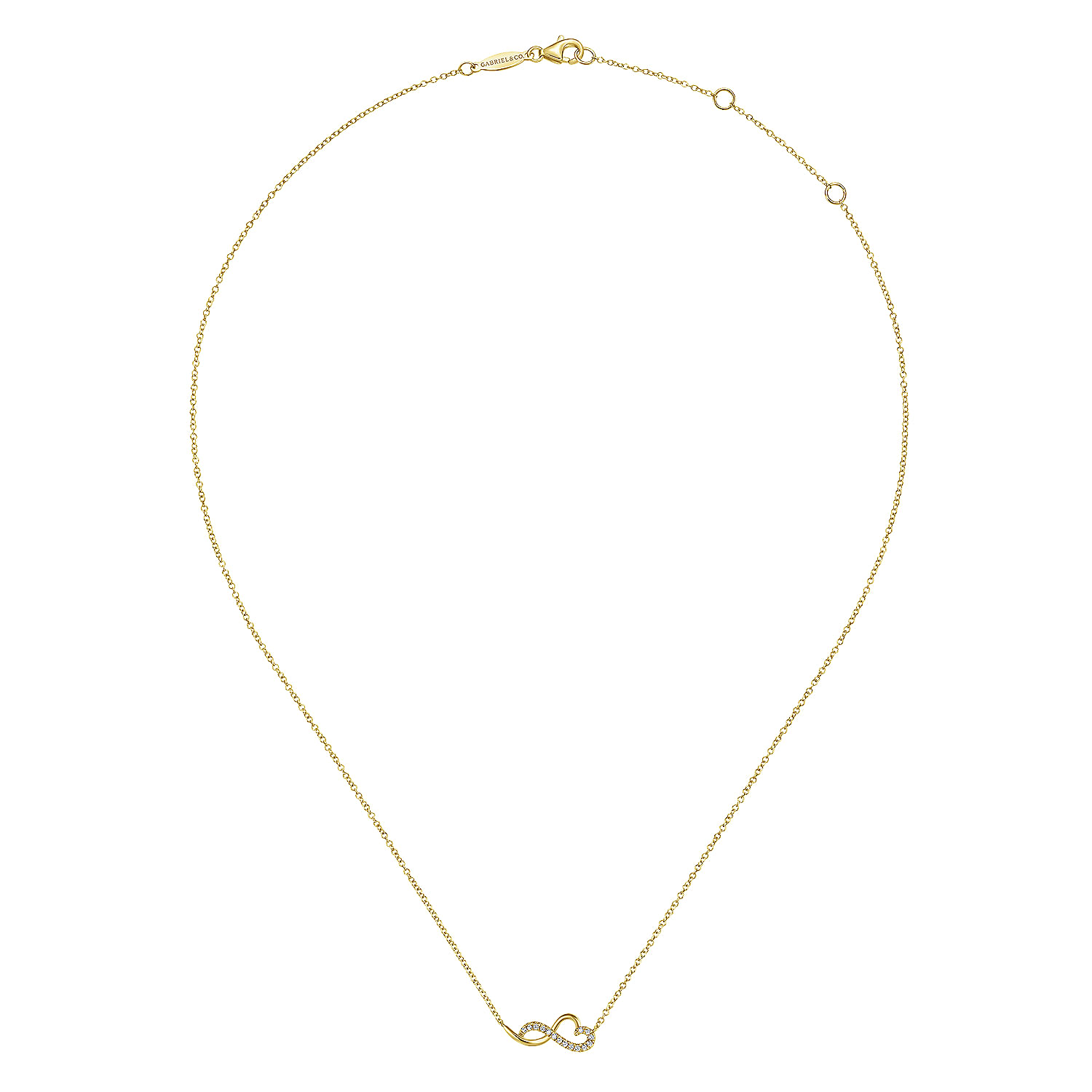14K Yellow Gold Diamond Infinity Heart Pendant Necklace - 0.08 ct - Shot 2