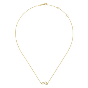 14K Yellow Gold Diamond Infinity Heart Pendant Necklace