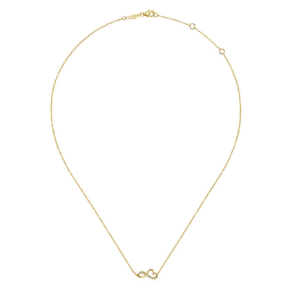 14K Yellow Gold Diamond Infinity Heart Pendant Necklace