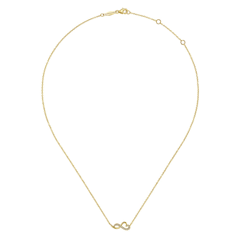 14K Yellow Gold Diamond Infinity Heart Pendant Necklace - 0.08 ct - Shot 2