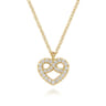 14K Yellow Gold Diamond Infinity Heart Pendant Necklace - 0.2 ct
