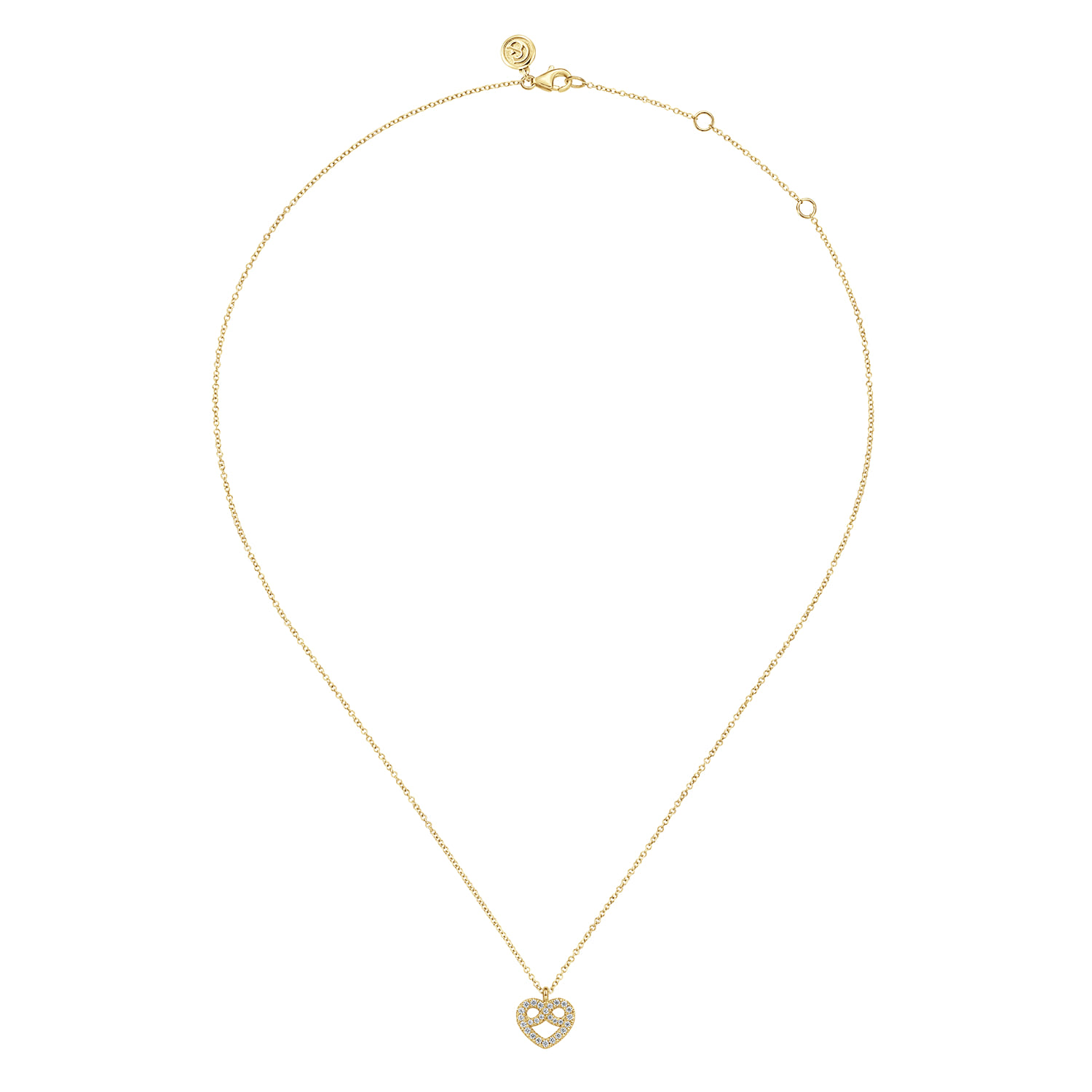 14K Yellow Gold Diamond Infinity Heart Pendant Necklace - 0.2 ct - Shot 2