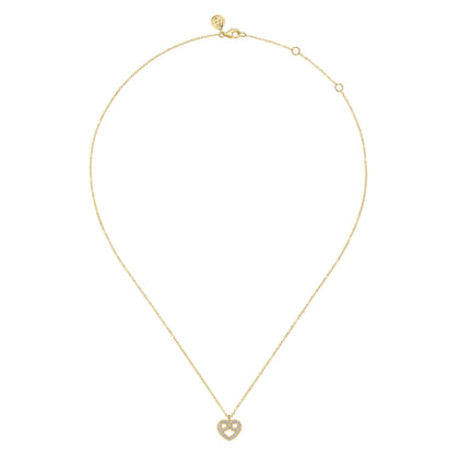 14K Yellow Gold Diamond Infinity Heart Pendant Necklace