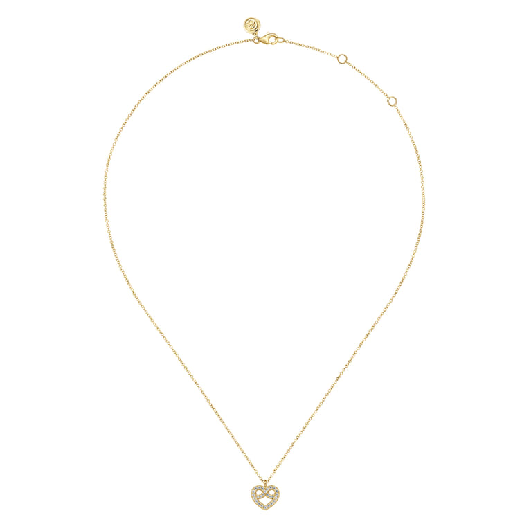 14K Yellow Gold Diamond Infinity Heart Pendant Necklace - 0.2 ct - Shot 2