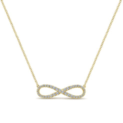 14K Yellow Gold Diamond Infinity Symbol Pendant Necklace