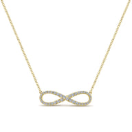 14K Yellow Gold Diamond Infinity Symbol Pendant Necklace