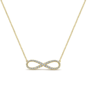 14K Yellow Gold Diamond Infinity Symbol Pendant Necklace