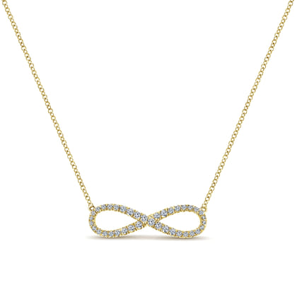 14K Yellow Gold Diamond Infinity Symbol Pendant Necklace