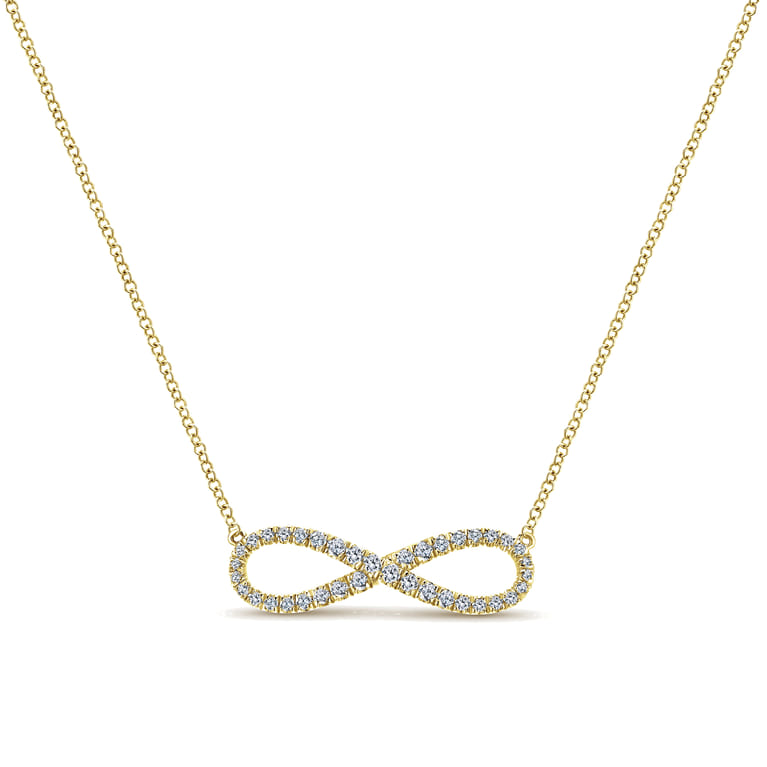 14K Yellow Gold Diamond Infinity Symbol Pendant Necklace - 0.35 ct - Shot 1
