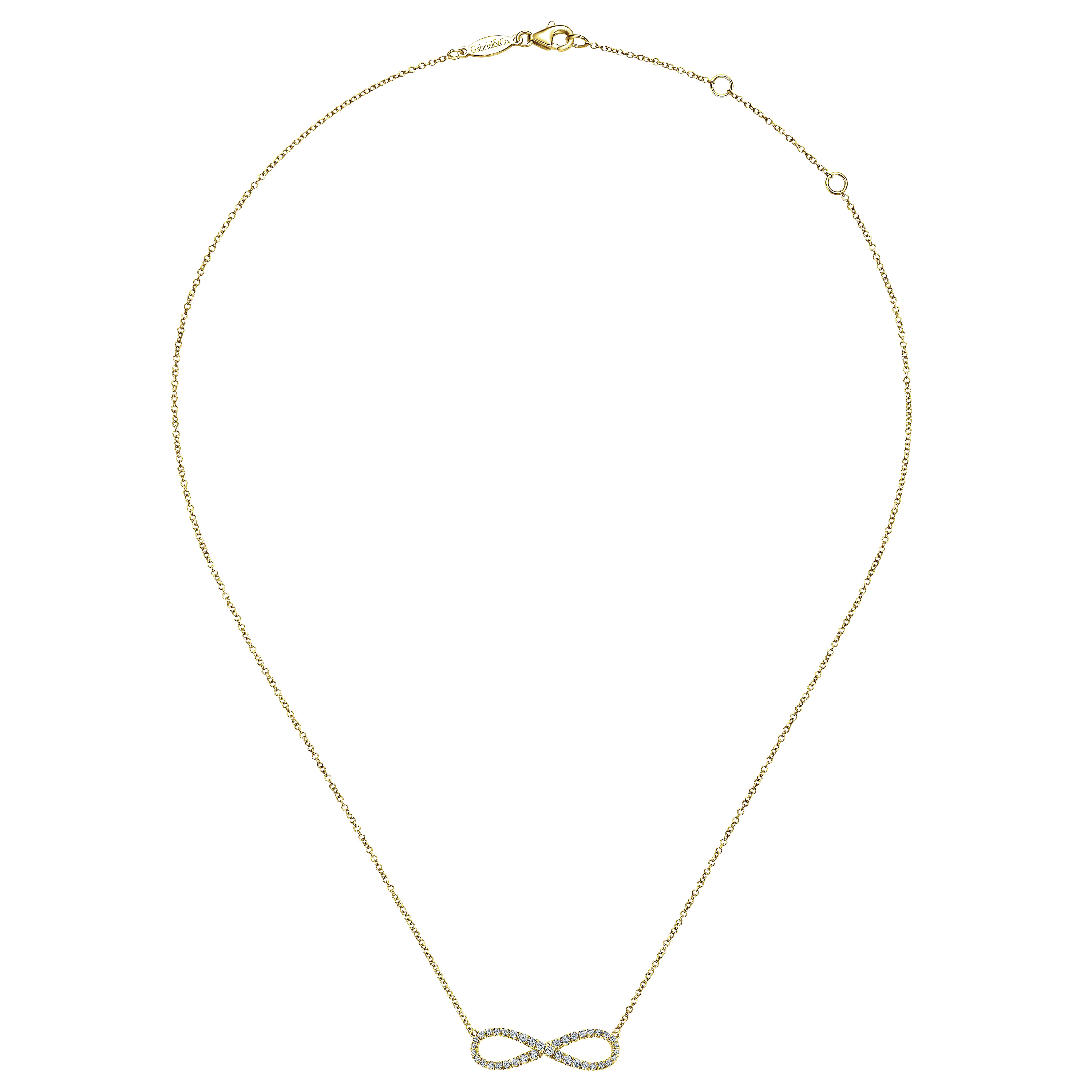 14K Yellow Gold Diamond Infinity Symbol Pendant Necklace - 0.35 ct - Shot 2