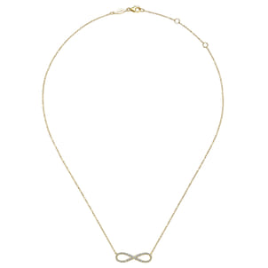 14K Yellow Gold Diamond Infinity Symbol Pendant Necklace
