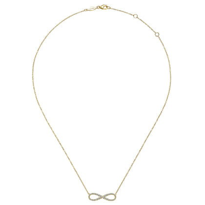 14K Yellow Gold Diamond Infinity Symbol Pendant Necklace