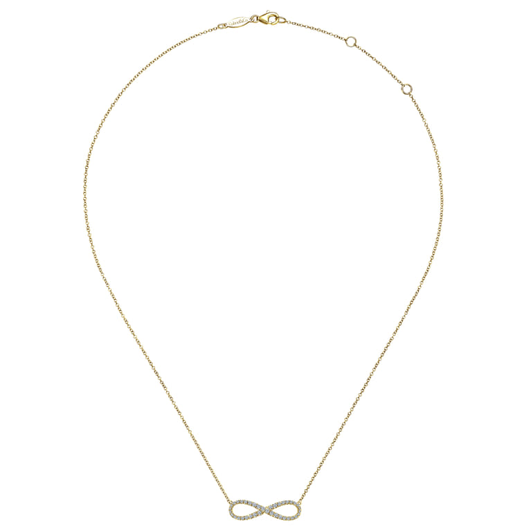 14K Yellow Gold Diamond Infinity Symbol Pendant Necklace - 0.35 ct - Shot 2