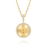 14K Yellow Gold Diamond Initial A Medallion Pendant With Detachable Bail - 0.65 ct