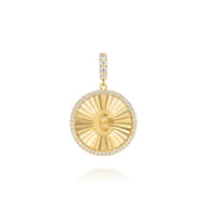 14K Yellow Gold Diamond Initial C Medallion Pendant With Detachable Bail