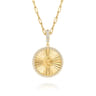 14K Yellow Gold Diamond Initial C Medallion Pendant With Detachable Bail - 0.65 ct