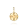 14K Yellow Gold Diamond Initial E Medallion Pendant With Detachable Bail - 0.65 ct